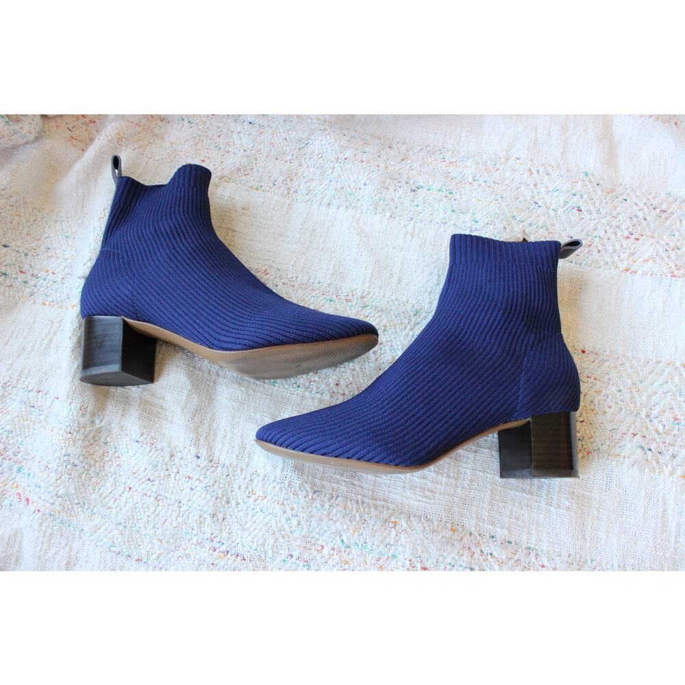 Everlane Blue Glove Reknit Knit Ribbed Sock Boots Size 6